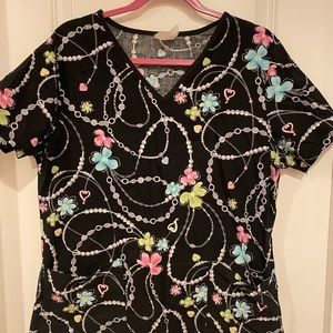 Black scrub top, M
